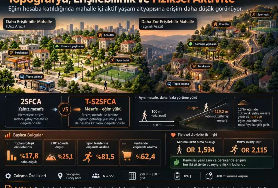 Aktif Yaşam Altyapısına Erişilebilirliği Ölçmek için Topoğrafyaya Duyarlı 2SFCA Yaklaşımı ve Sağlığı Geliştirici Fiziksel Aktivite ile İlişkisi
