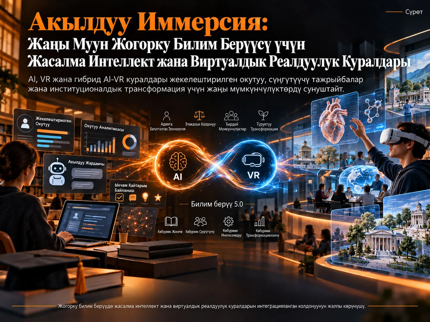 Акылдуу Иммерсия: Жаңы Муун Жогорку Билим Берүүсү үчүн Жасалма Интеллект жана Виртуалдык Реалдуулук Куралдары