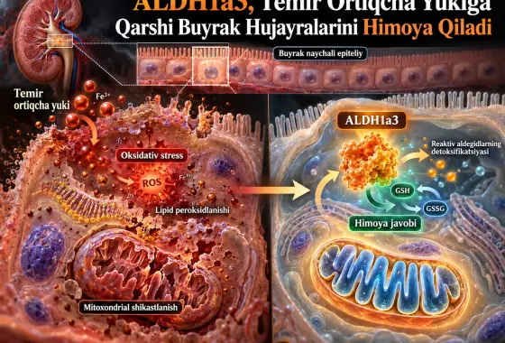 ALDH1a3 Temir Ortiqcha Yuklanishi Keltirib Chiqaradigan Oksidativ Stress va Mitoxondrial Buzilishdan Buyrak Naychali Epiteliy Hujayralarini Himoya Qiladi