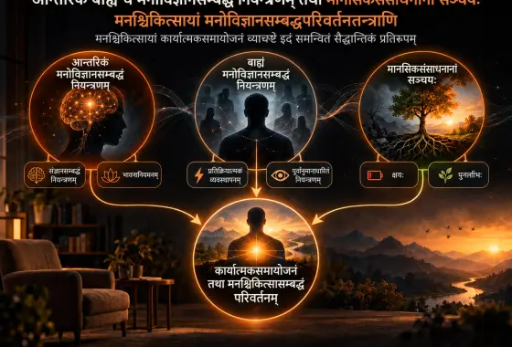 आन्तरिकं बाह्यं च मनोविज्ञानसम्बद्धं नियन्त्रणम् तथा मानसिकसंसाधनानां सञ्चयः: मनश्चिकित्सायां मनोविज्ञानसम्बद्धपरिवर्तनतन्त्राणि