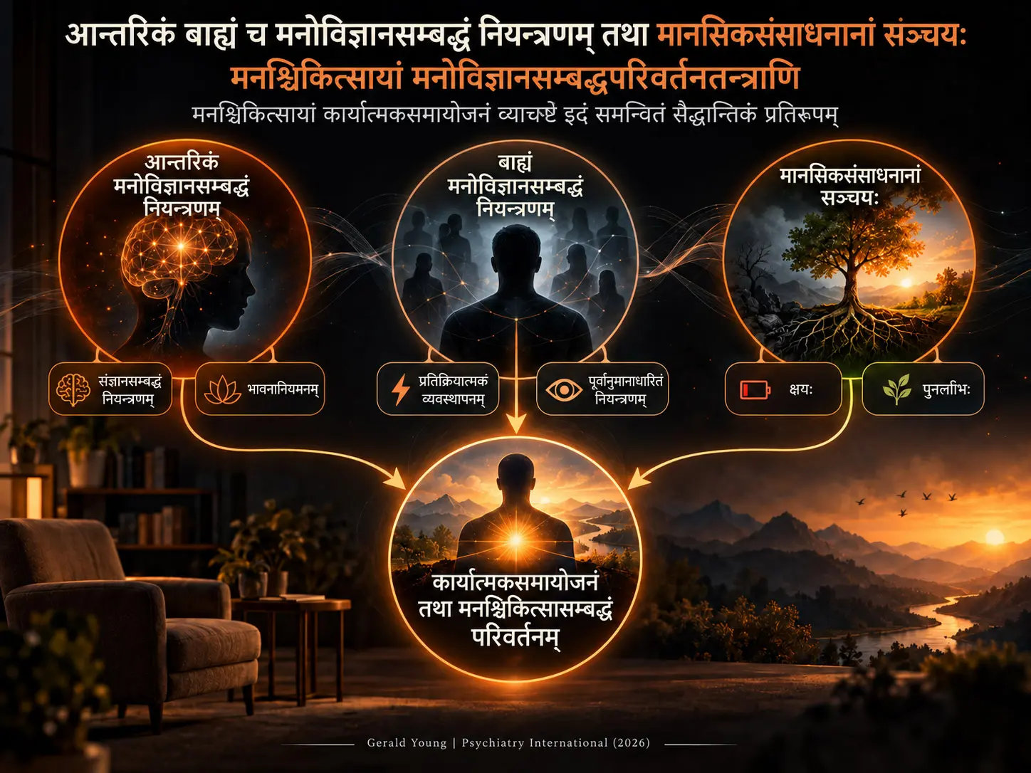 आन्तरिकं बाह्यं च मनोविज्ञानसम्बद्धं नियन्त्रणम् तथा मानसिकसंसाधनानां सञ्चयः: मनश्चिकित्सायां मनोविज्ञानसम्बद्धपरिवर्तनतन्त्राणि