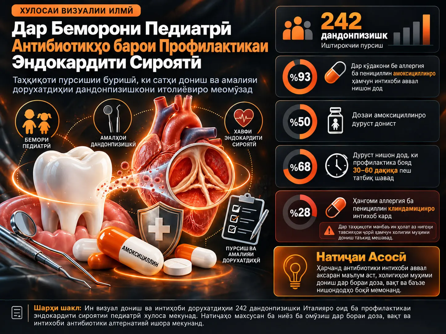 Антибиотикҳо барои Профилактикаи Эндокардити Сироятӣ дар Беморони Педиатрӣ: Дониш ва Амалияи Дорухатдиҳии Дандонпизишкони Итолиёвӣ