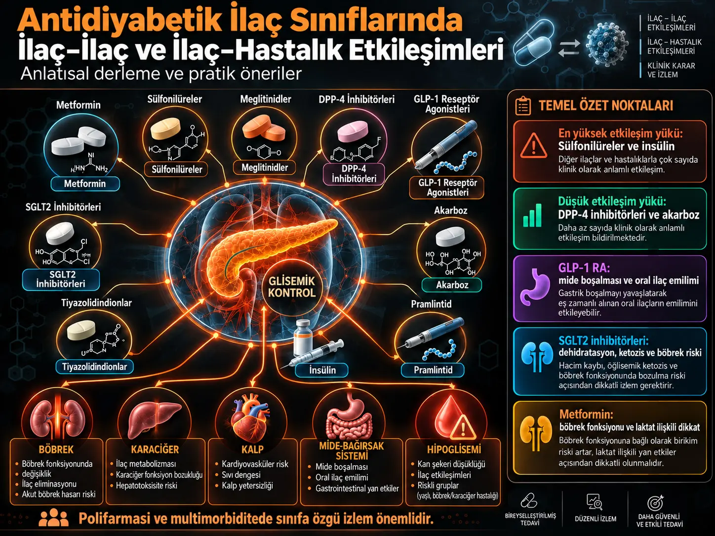 Antidiyabetik İlaç Sınıflarında İlaç–İlaç ve İlaç–Hastalık Etkileşimleri: Anlatısal Derleme ve Pratik Öneriler