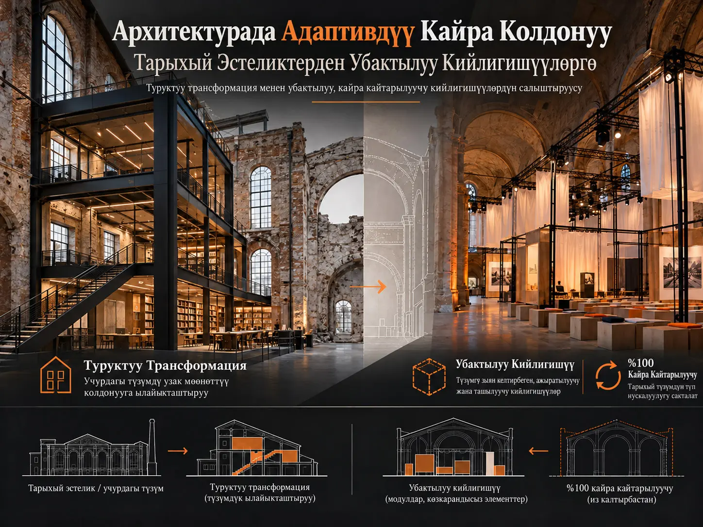 Архитектурадагы Адаптивдик Кайра Пайдалануунун Заманбап Формалары: Тарыхый Эстеликтерден Убактылуу Кийлигишүүлөргө Чейин