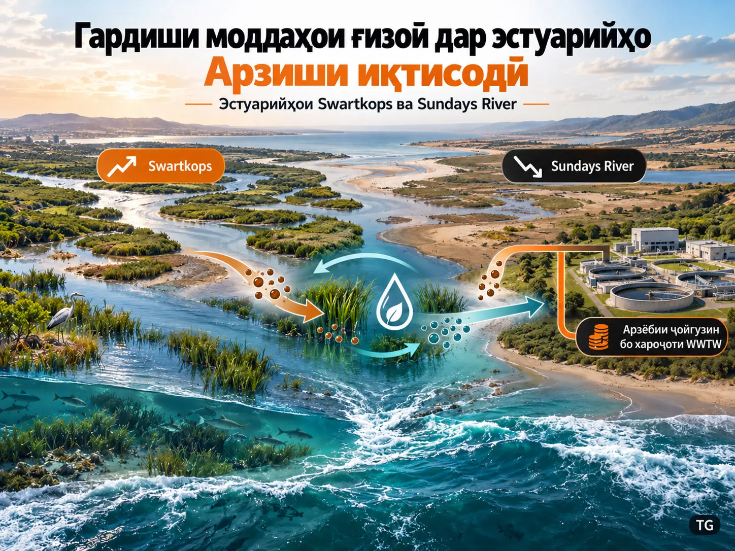 Арзиши иқтисодии гардиши моддаҳои ғизоӣ дар эстуарийҳои Swartkops ва Sundays River