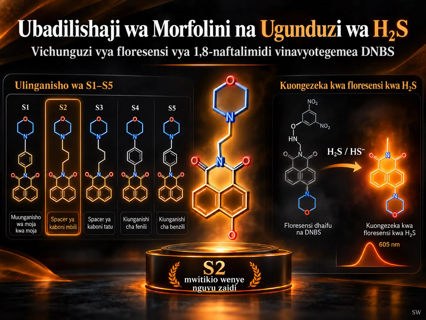 Athari ya Ubadilishaji wa Morfolini kwenye Probu za Fluoresensi za 1,8-Naphthalimide Zinazotegemea DNBS kwa Utambuzi wa H₂S