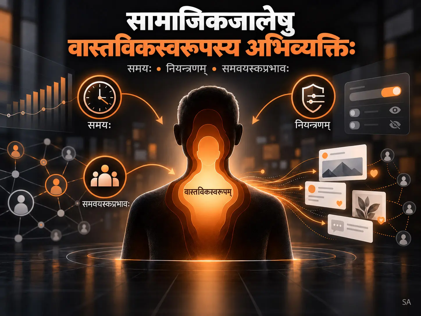 आत्मानं प्रकटीकरोमि, अतः अस्मि: सामाजिकजालस्थलेषु समयः, नियन्त्रणं, वास्तविकस्वरूपस्य अभिव्यक्तिश्च