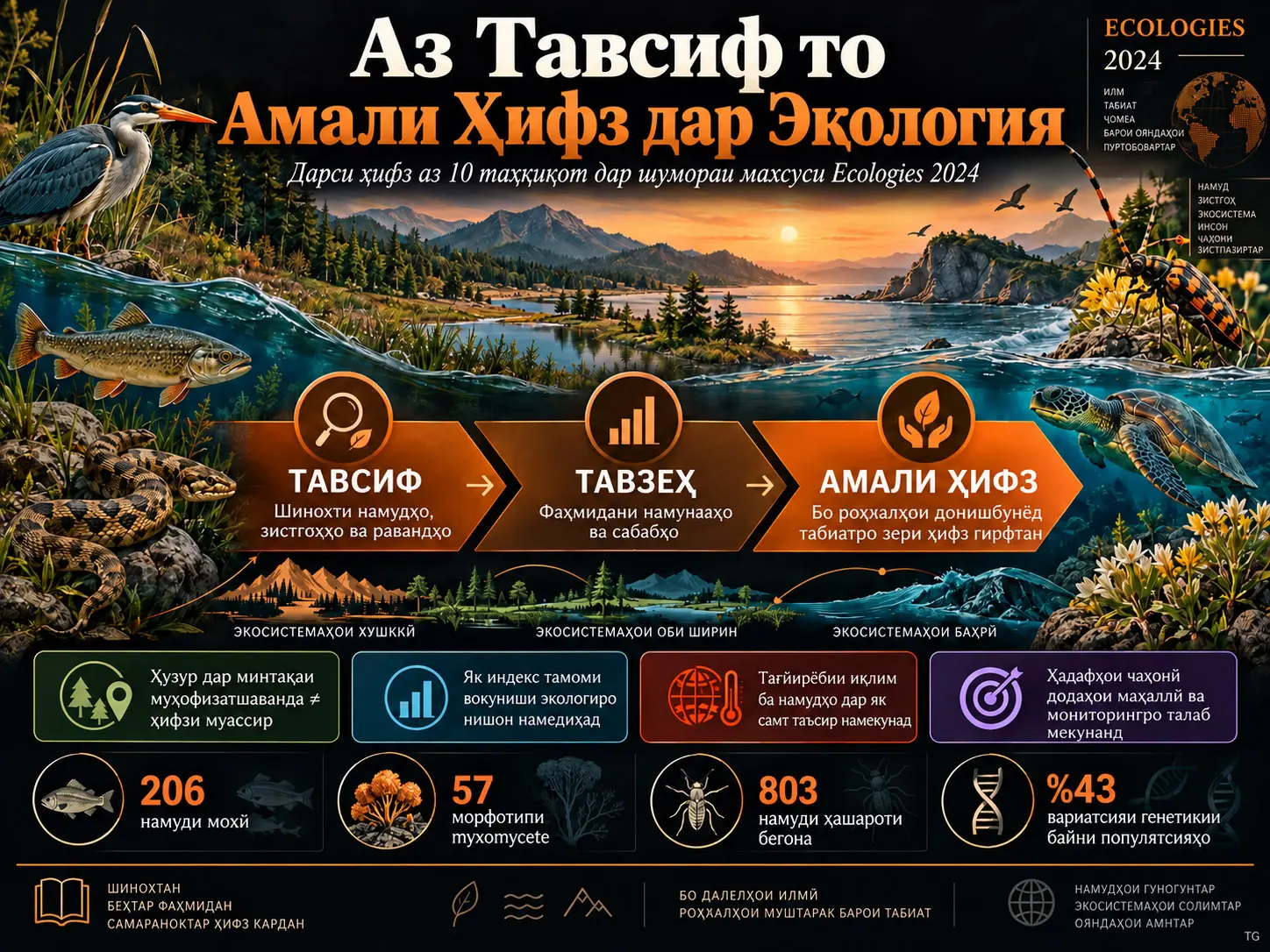 Аз Тавсиф то Амали Ҳифз дар Экология: Даҳ Таҳқиқот барои Ҳифзи Гуногунии Биологӣ Чиро Нишон Медиҳанд?
