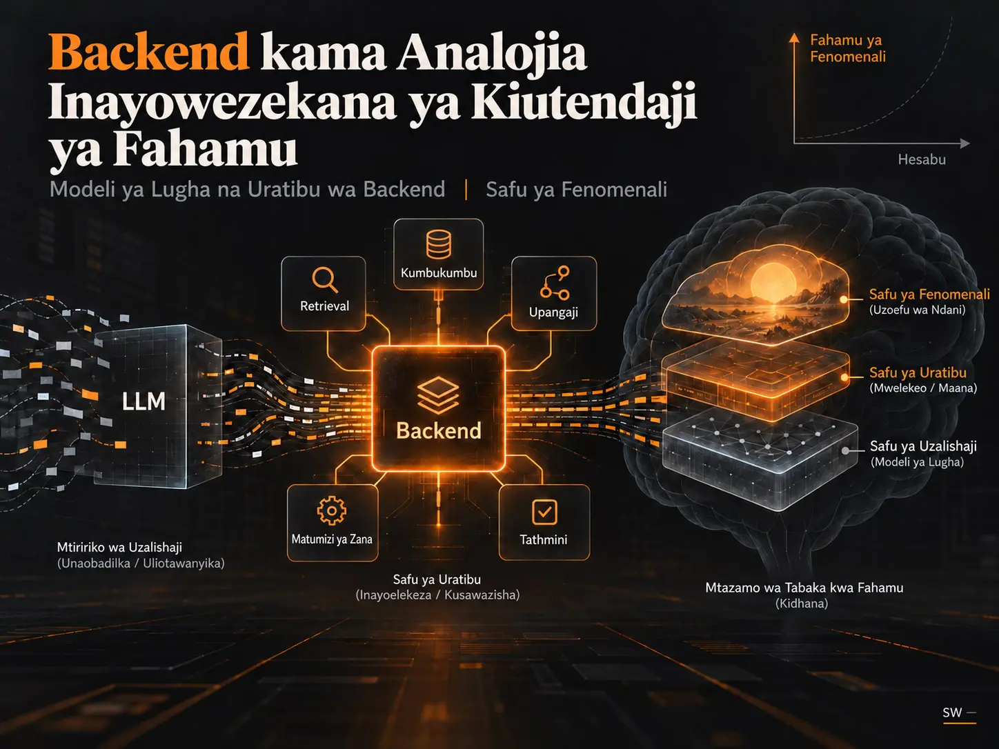 Backend kama Analojia Inayowezekana ya Kiutendaji ya Fahamu: Kuelekeza Umakini kutoka Modeli ya Lugha hadi Safu ya Uratibu