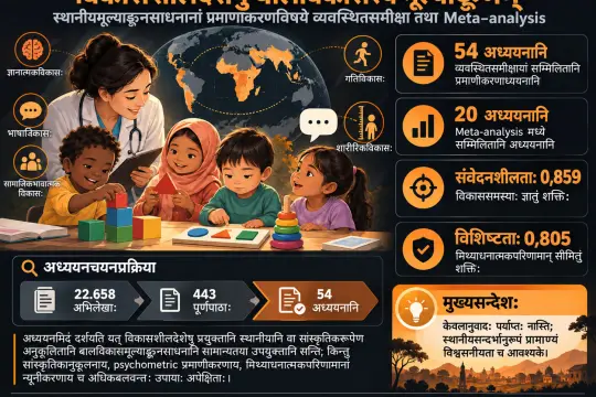बालविकासस्य मूल्याङ्कनम्: विकासशीलदेशेषु स्थानीयमूल्याङ्कनसाधनानां प्रमाणीकरणविषये व्यवस्थितसमीक्षा तथा Meta-analysis
