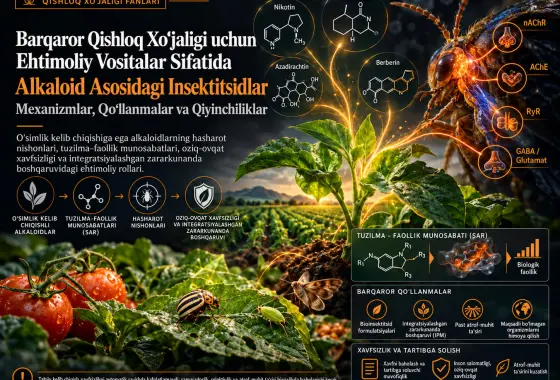 Barqaror Qishloq Xoʻjaligi uchun Ehtimoliy Vositalar Sifatida Alkaloid Asosidagi Insektitsidlar: Mexanizmlar, Qoʻllanmalar va Qiyinchiliklar