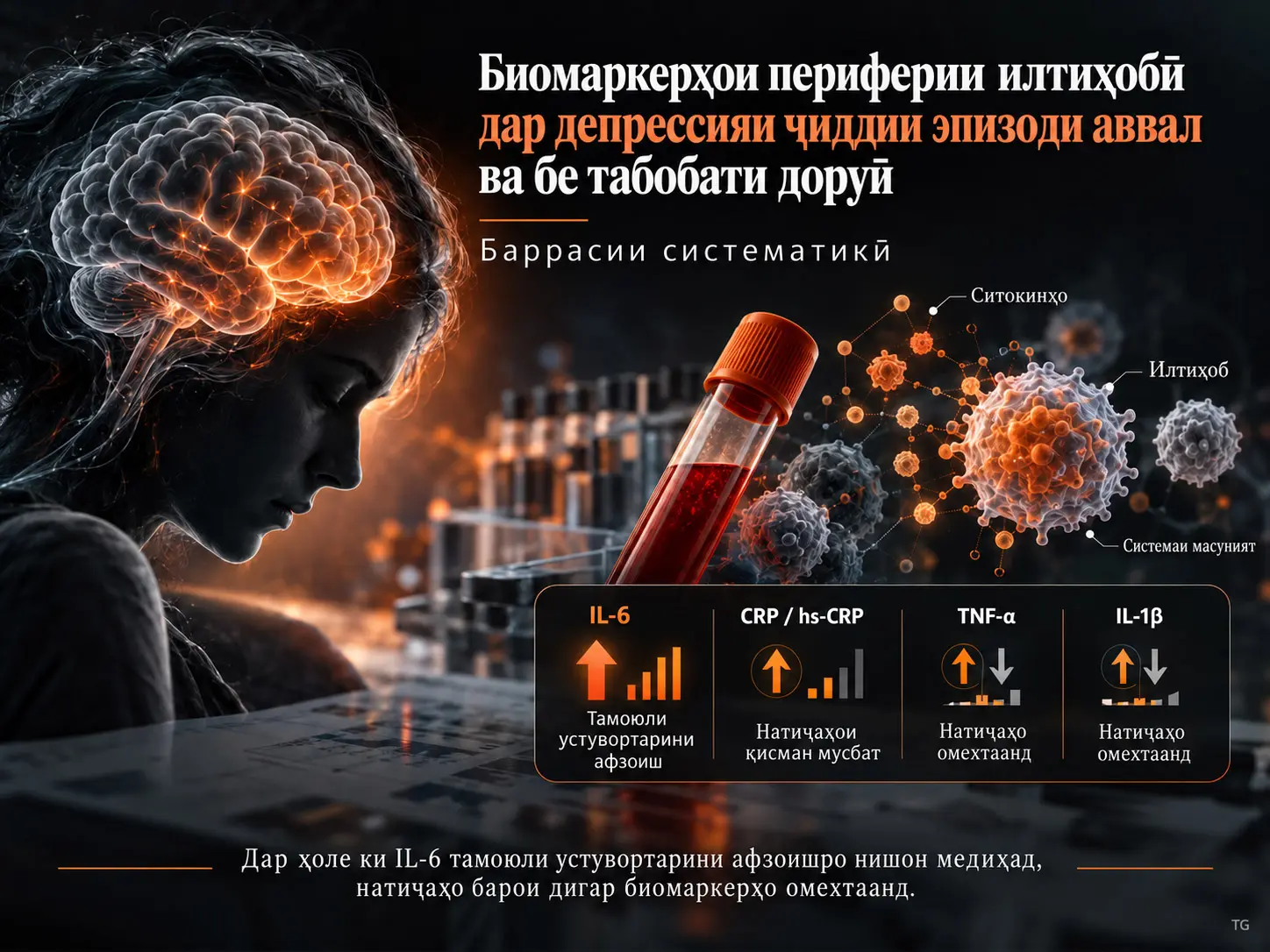 Биомаркерҳои Периферии Илтиҳобӣ дар Ихтилоли Депрессивии Асосӣ бо Эпизоди Аввал ва Бидуни Табобати Доругӣ: Баррасии Систематикӣ