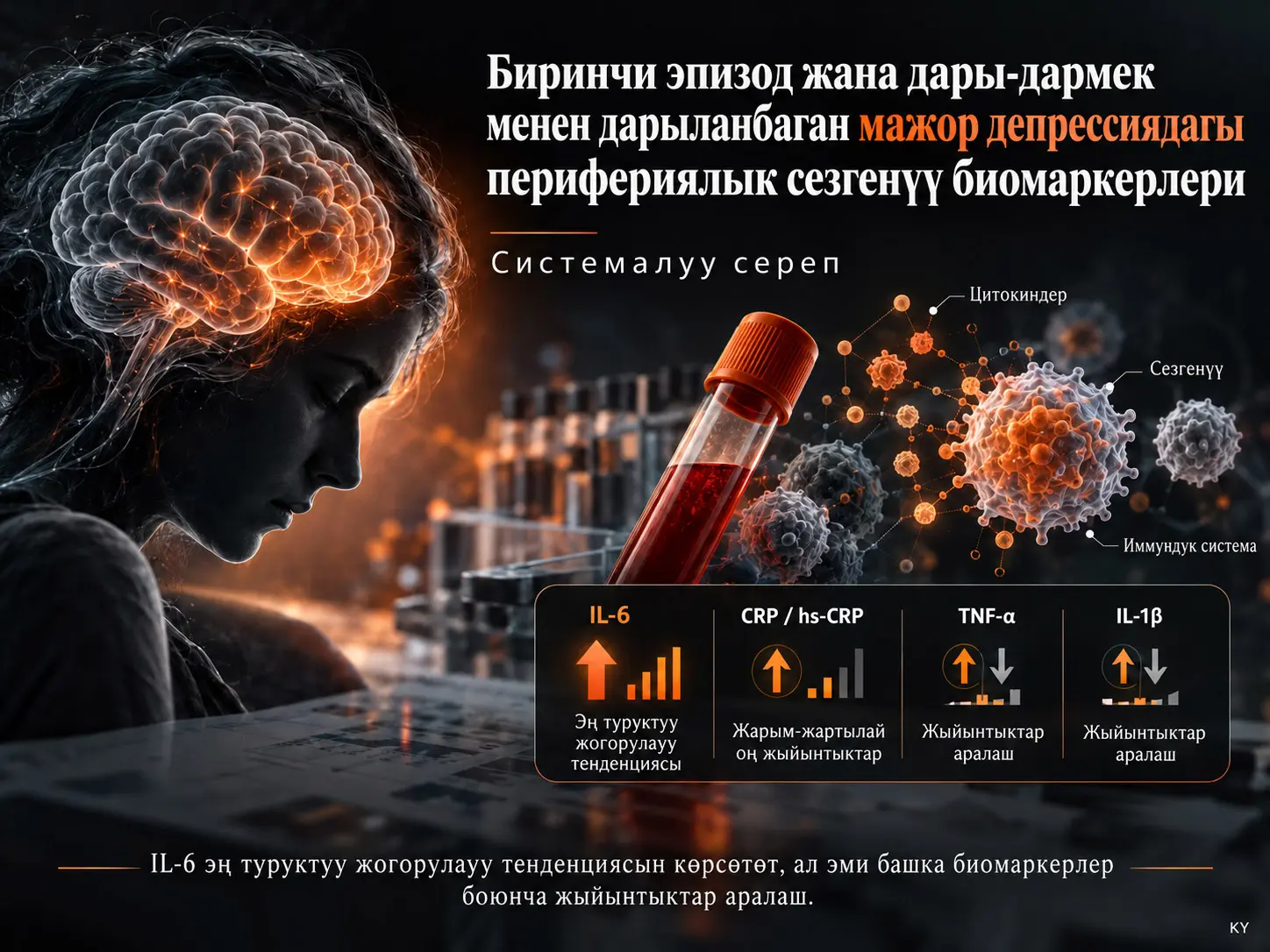 Биринчи Эпизод жана Дары-Дармек Дарылоосун Ала Элек Ири Депрессиялык Бузулууда Перифериялык Сезгенүү Биомаркерлери: Системалуу Сереп
