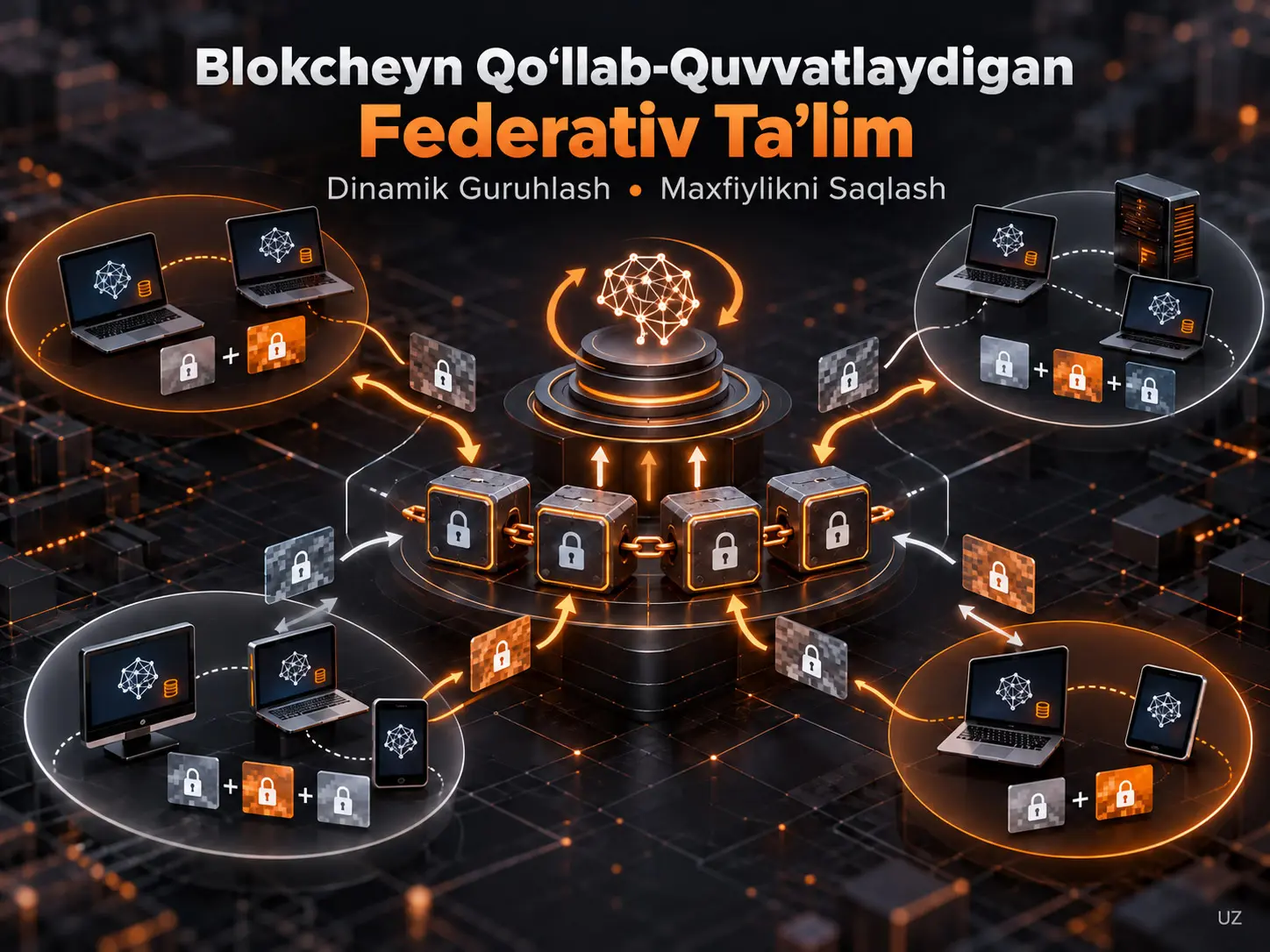 Blokcheyn Qo‘llab-Quvvatlaydigan Federativ Ta’lim: Dinamik Guruhlashli Maxfiylikni Saqlovchi Doira