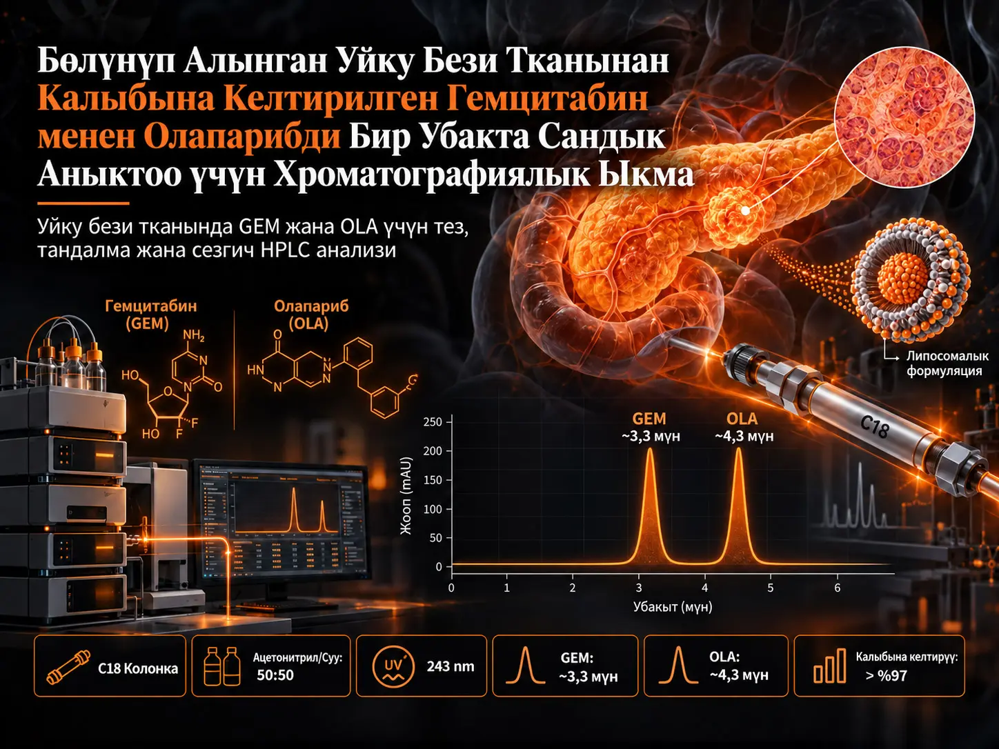 Бөлүнүп Алынган Уйку Бези Тканынан Калыбына Келтирилген Гемцитабин менен Олапарибди Бир Убакта Сандык Аныктоо үчүн Хроматографиялык Ыкма