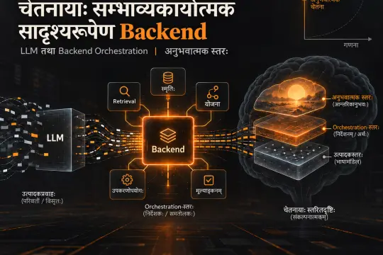 चेतनायाः सम्भाव्यकार्यात्मकसादृश्यरूपेण Backend: भाषामॉडेलात् Orchestration-स्तरं प्रति ध्यानस्य निर्देशनम्