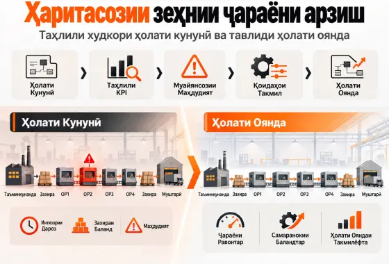 Чаҳорчӯбаи харитасозии зеҳнии ҷараёни арзиш барои таҳлили худкори ҳолати кунунӣ ва тавлиди ҳолати оянда