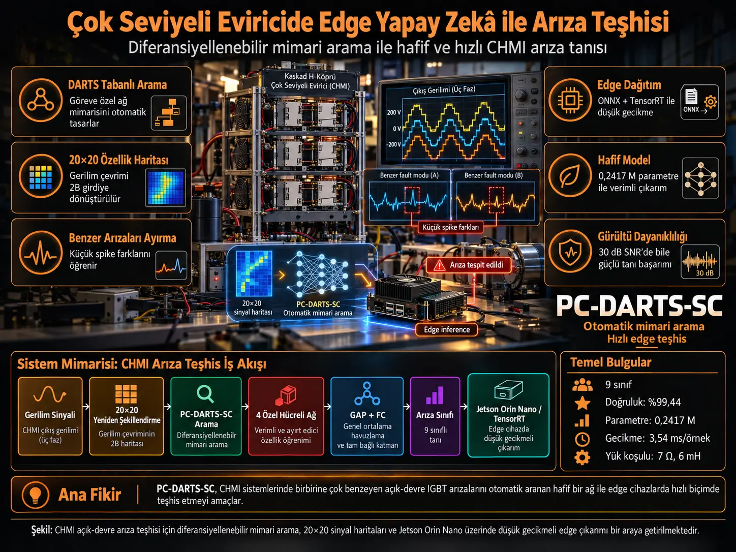 Çok Seviyeli Eviricilerde Edge Yapay Zekâ ile Arıza Teşhisi: Diferansiyellenebilir Mimari Arama ile 3,54 ms'lik Tanı