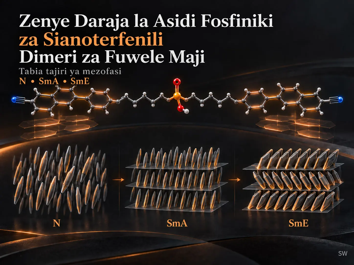Dimeri za Fuwele Maji zenye Msingi wa Sianoterfenili Zilizofanyiwa Uamilishaji kwa Kikundi cha Daraja cha Asidi Fosfiniki