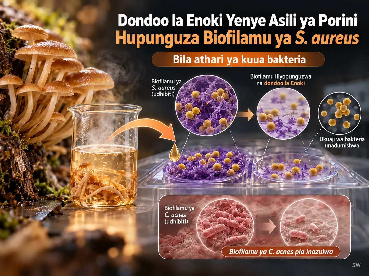 Dondoo la Maji Yaliyochemshwa la Flammulina velutipes Yenye Asili ya Porini: Kuzuia Uundaji wa Biofilamu Bila Kuua Staphylococcus aureus