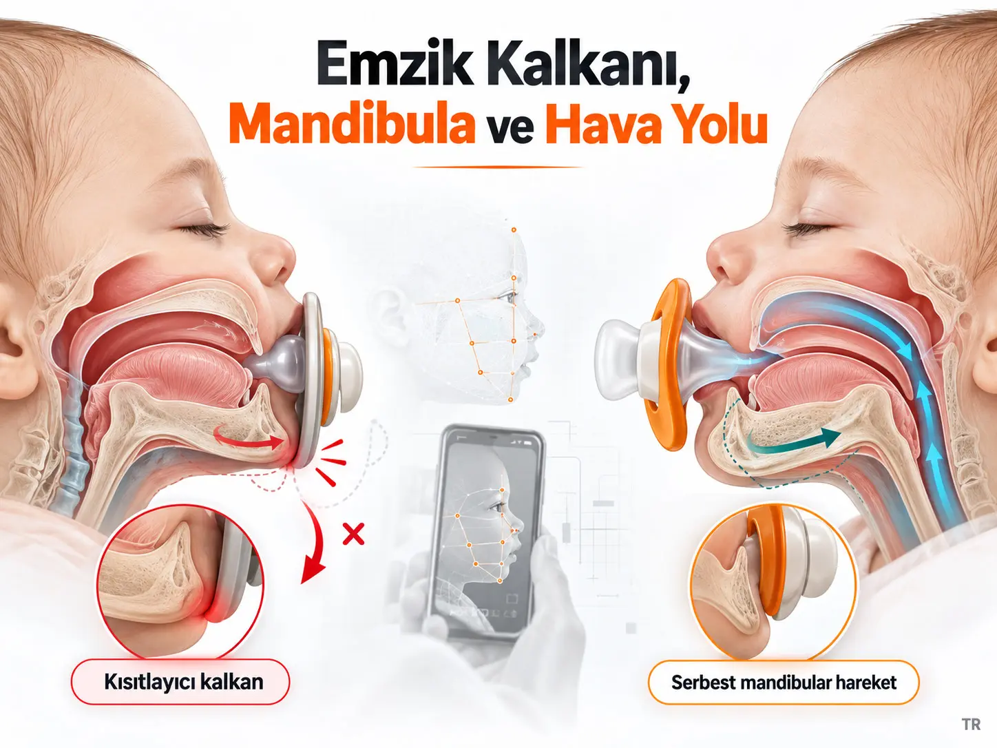 Emzik Kalkanının Mandibula Büyümesi ve Hava Yolu Sağlığındaki Rolü: İşlevsel Tasarım, Serbest Çene Hareketi ve Akıllı Telefonla Retrognati Taraması