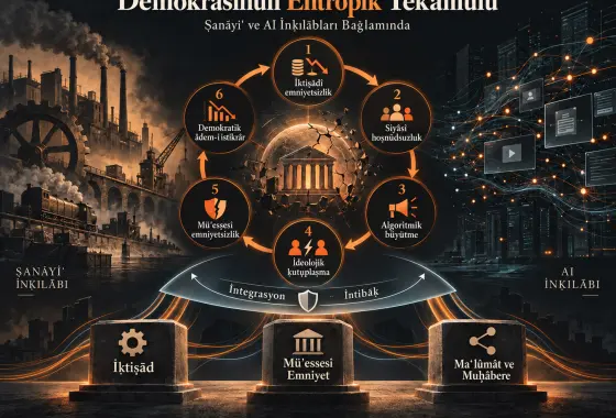 Entropik, Ḳırılġan ve Ẓuhūr Eden Bir Sistem Olaraḳ Demokrasinüñ Tekāmülü: Ṣanāyiʿ ve AI İnḳılābları
