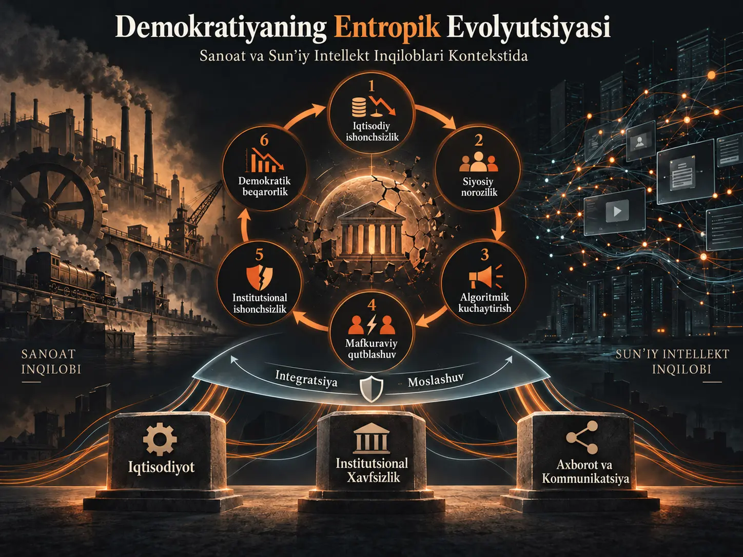 Entropik, Moʻrt va Emergent Tizim Sifatida Demokratiyaning Evolyutsiyasi: Sanoat va Sunʼiy Intellekt Inqiloblari