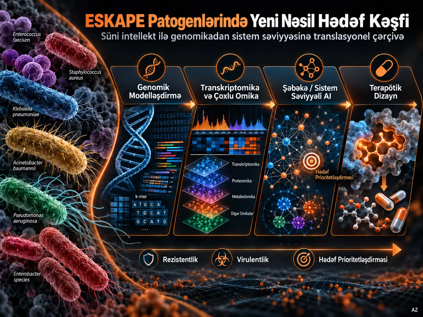 ESKAPE Patogenlərində Yeni Nəsil Hədəf Kəşfi: Omik Əsaslı Analizdən Sistem Səviyyəli Modelləşdirmə və Klinik Tətbiqə Süni İntellekt Dəstəkli Çərçivə