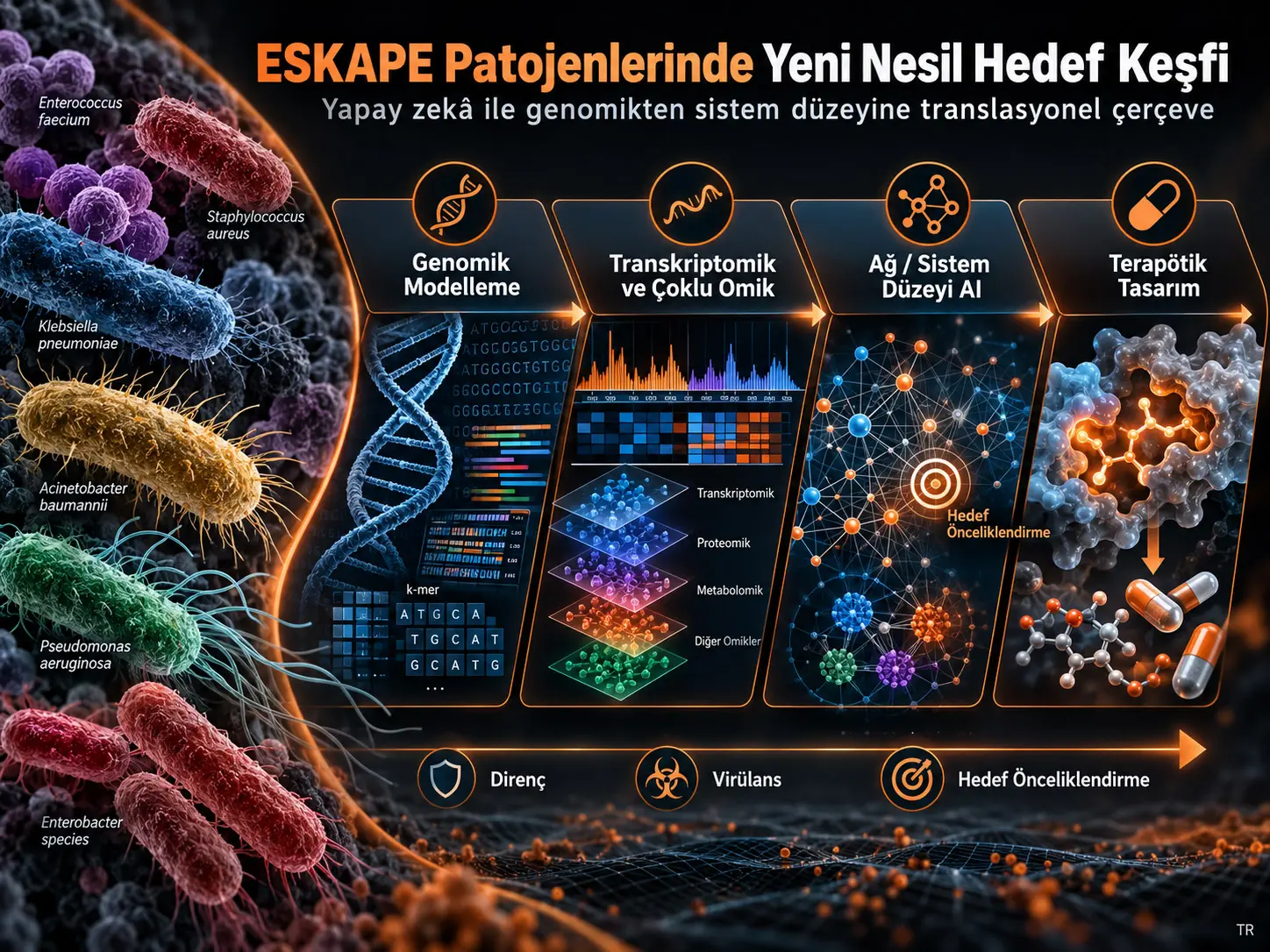 ESKAPE Patojenlerinde Yeni Nesil Hedef Keşfi: Omik Tabanlı Analizden Sistem Düzeyi Modelleme ve Klinik Uygulamaya Yapay Zekâ Destekli Bir Çerçeve