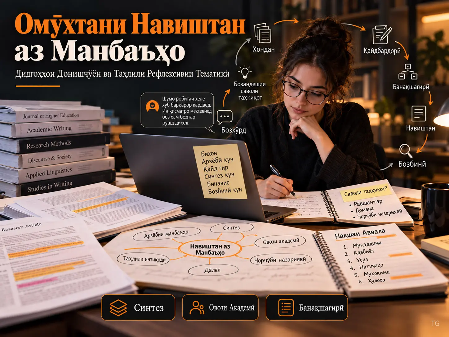 Фаҳмидани Навиштан аз Рӯйи Манбаъҳо дар Барномаҳои Pre-sessional аз Нигоҳи Донишҷӯён: Таҳлили Мавзӯии Рефлексивӣ