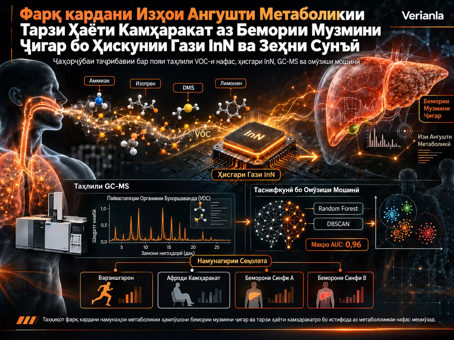Фарқ кардани Изҳои Ангушти Метаболикии Тарзи Ҳаёти Камҳаракат аз Бемории Музмини Ҷигар бо Ҳискунии Гази InN ва Зеҳни Сунъӣ