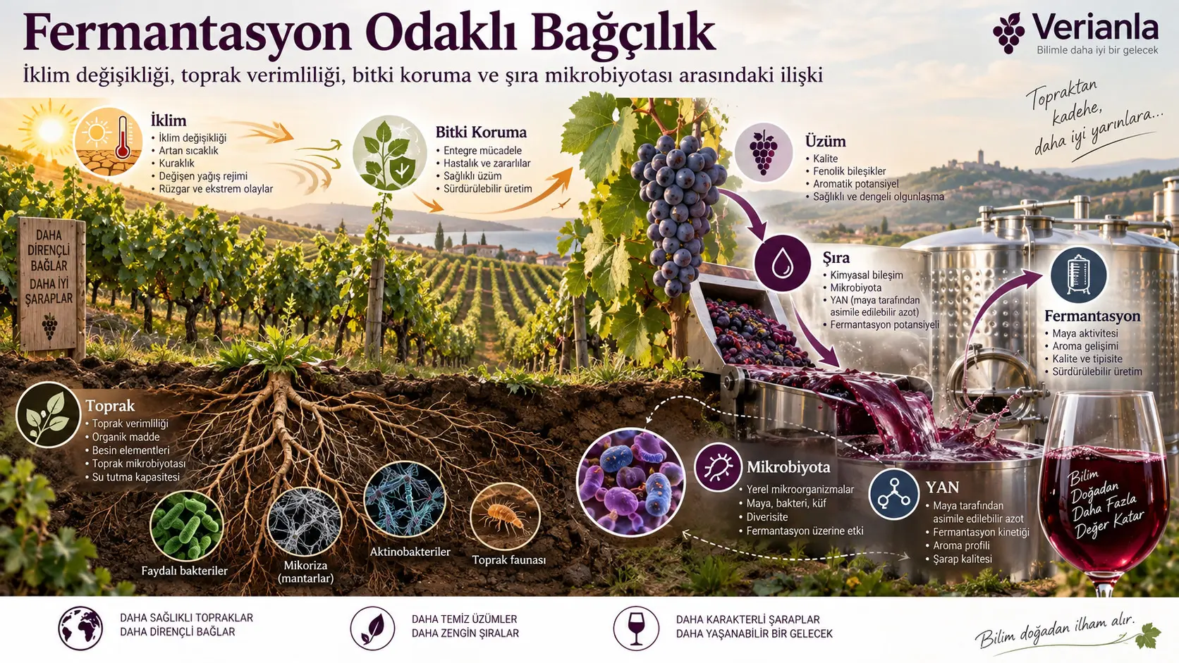 Fermantasyon Odaklı Bağcılık: İklim Değişikliği, Toprak Verimliliği, Bitki Koruma ve Şıra Mikrobiyotası Ekolojisini Birleştiren Bir Anlatısal Derleme