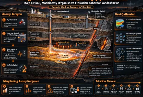 Geologik CO₂ Saqlash Vaqtida Yoriqlarning Qayta Faollashuviga Doir Ko‘p Fizikali, Mashinaviy O‘rganish va Fizikadan Xabardor Yondashuvlar