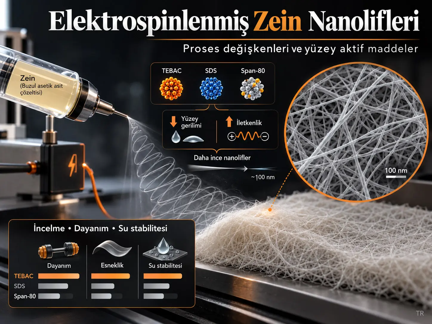 Glasiyal Asetik Asit Çözeltilerinden Elektrospinlenmiş Zein Nanoliflerinin Oluşumu ve Özellikleri: Proses Değişkenleri ve Yüzey Aktif Maddelerin Etkileri
