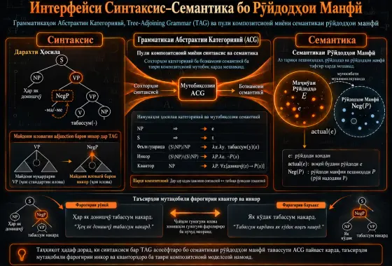 Грамматикаҳои Абстрактии Категориявӣ барои Моделсозии Интерфейси Синтаксис–Семантика бо Рӯйдодҳои Манфӣ