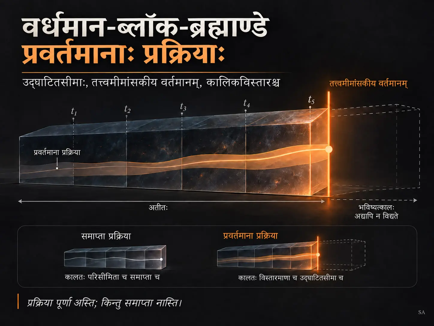Growing Block Universe-अन्तर्गताः प्रवर्तमानाः प्रक्रियाः