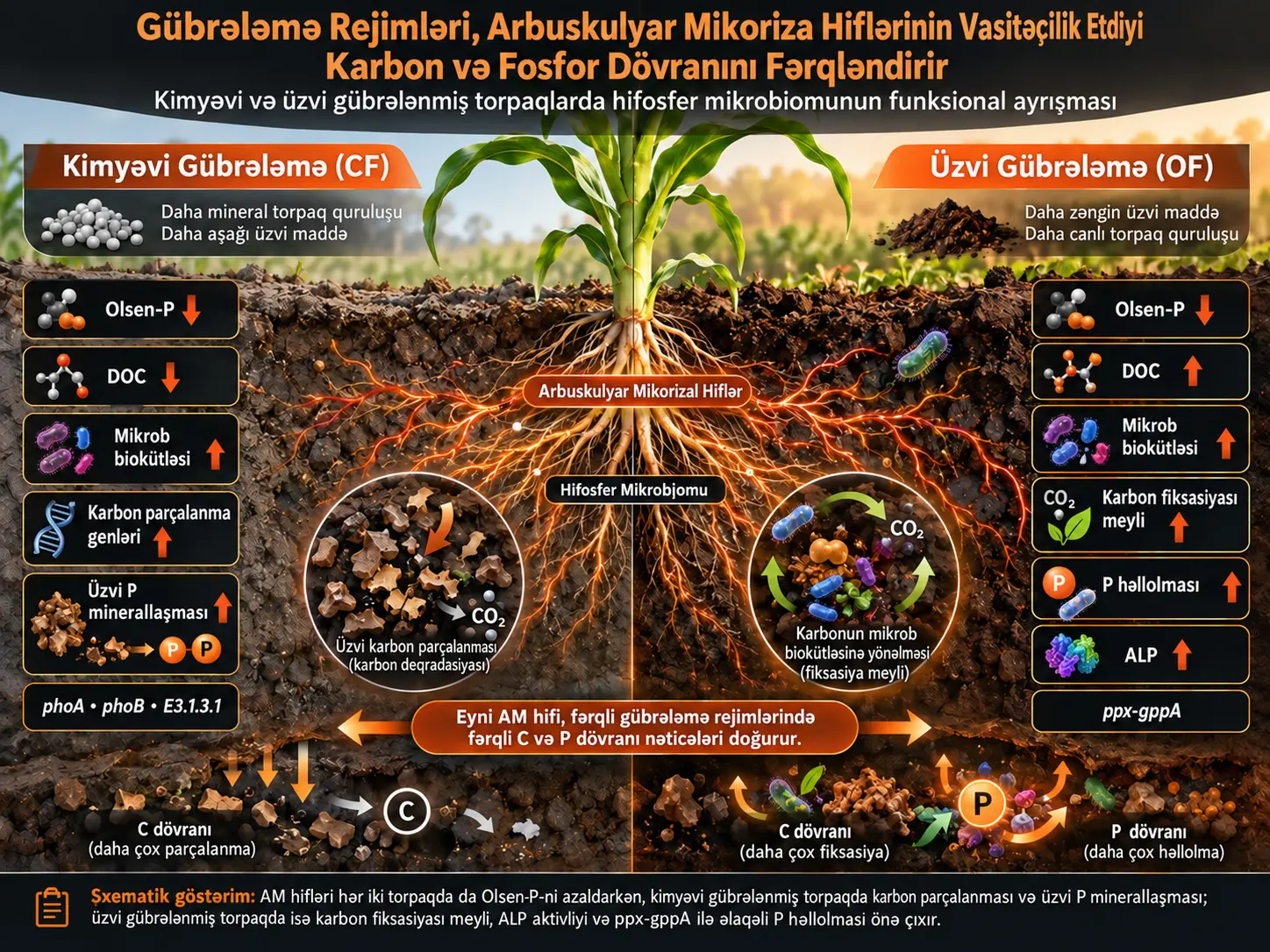Gübrələmə Rejimləri Arbuskulyar Mikoriza Hiflərinin Vasitəçilik Etdiyi Karbon və Fosfor Dövranını Fərqləndirir