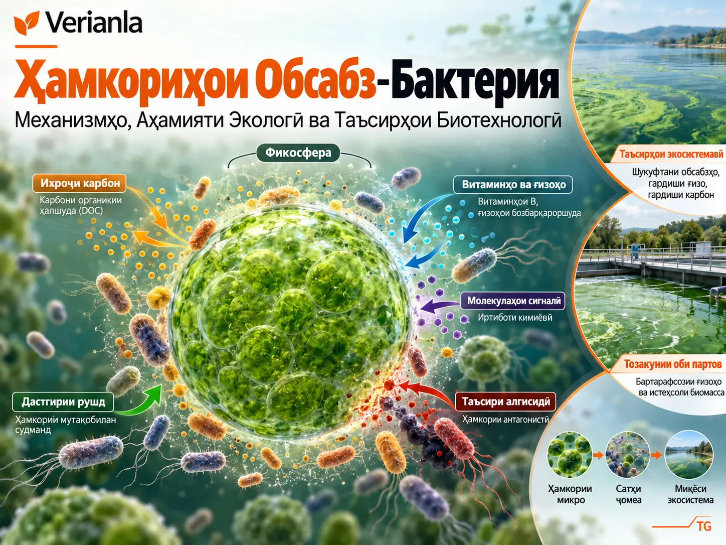 Ҳамкориҳои Обсабз–Бактерия: Механизмҳо, Аҳамияти Экологӣ ва Таъсирҳои Биотехнологӣ