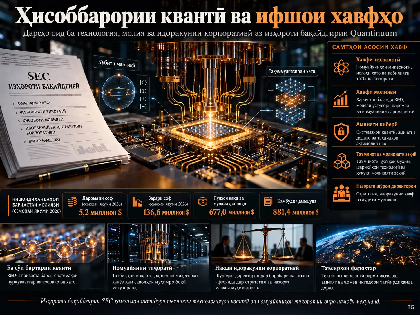 Ҳисоббарории квантӣ: Дарсҳои технология, хавф ва идоракунии корпоративӣ аз изҳороти бақайдгирии Quantinuum Inc.