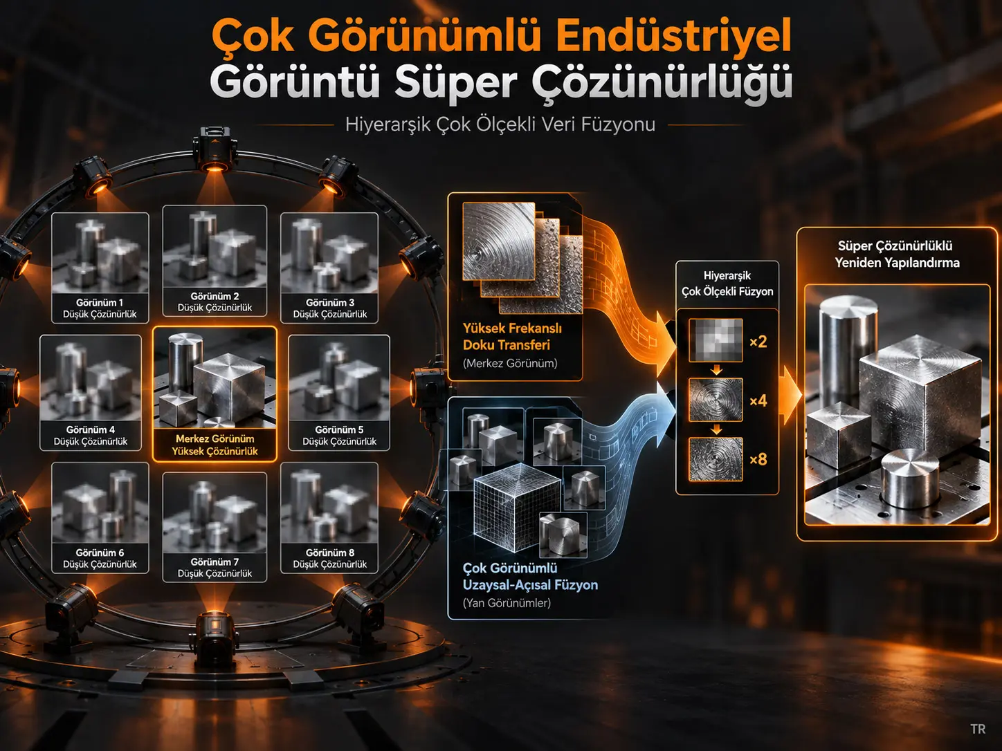 Hiyerarşik Çok Ölçekli Veri Füzyonu ile Çok Görünümlü Endüstriyel Görüntü Süper Çözünürlüğü
