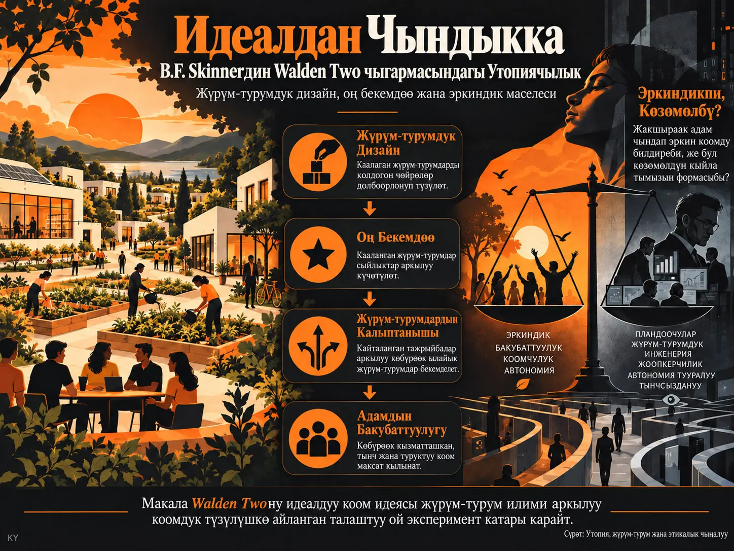Идеалдан Чындыкка: B.F. Skinnerдин Walden Two чыгармасындагы Утопиячылык, Жүрүм-турумдук Дизайн жана Эркиндик Маселеси