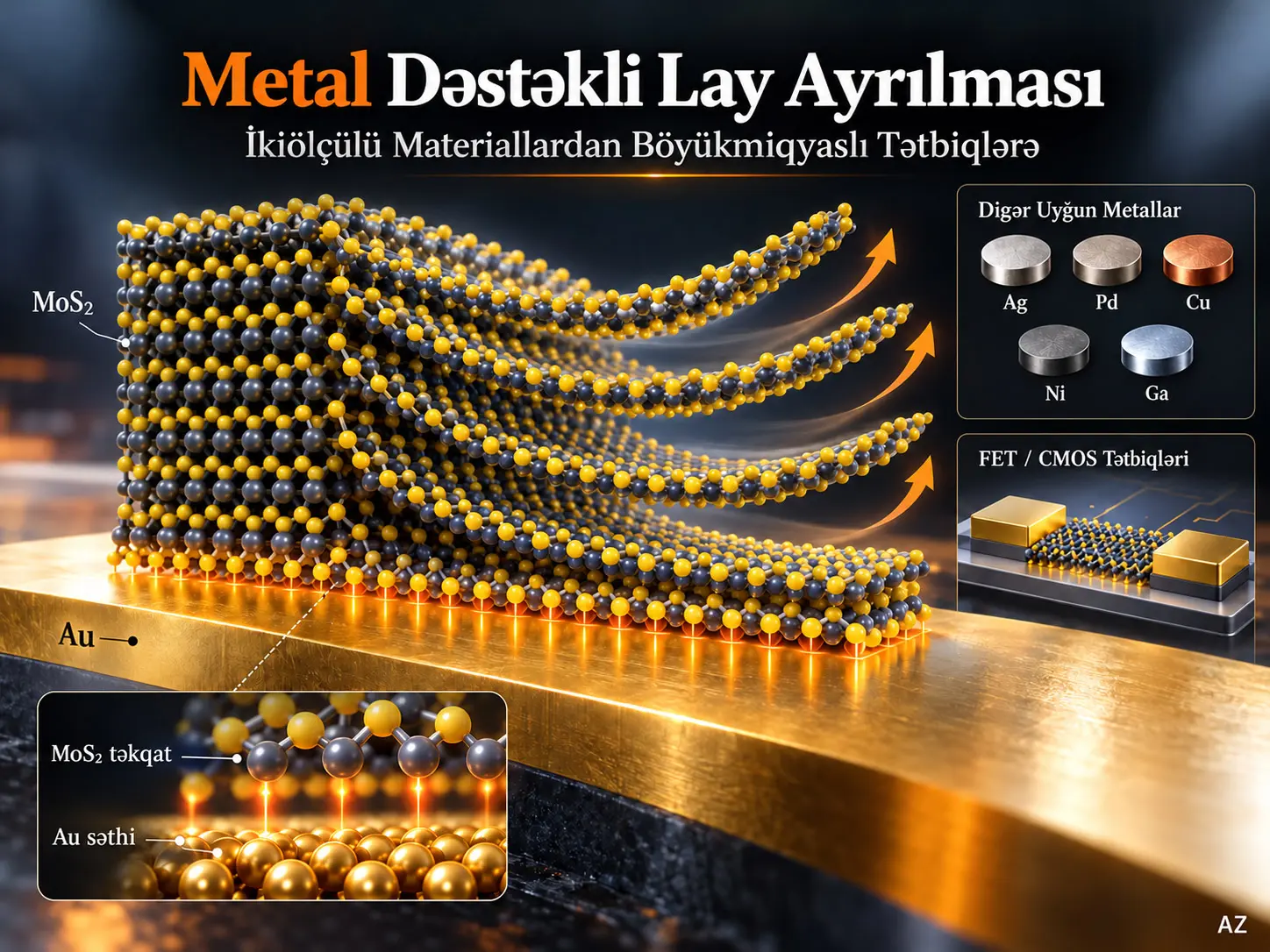 İkiölçülü Materialların Metal Dəstəkli Lay Ayrılması: Mexanizmlərdən Böyükmiqyaslı Tətbiqlərə