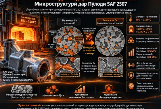 Иловаи Унсури Нодирзаминӣ ба Пӯлоди Зангногири Супердуплекси SAF 2507: Таъсир ба Эволютсияи Микроструктурӣ ва Хусусиятҳои Механикӣ