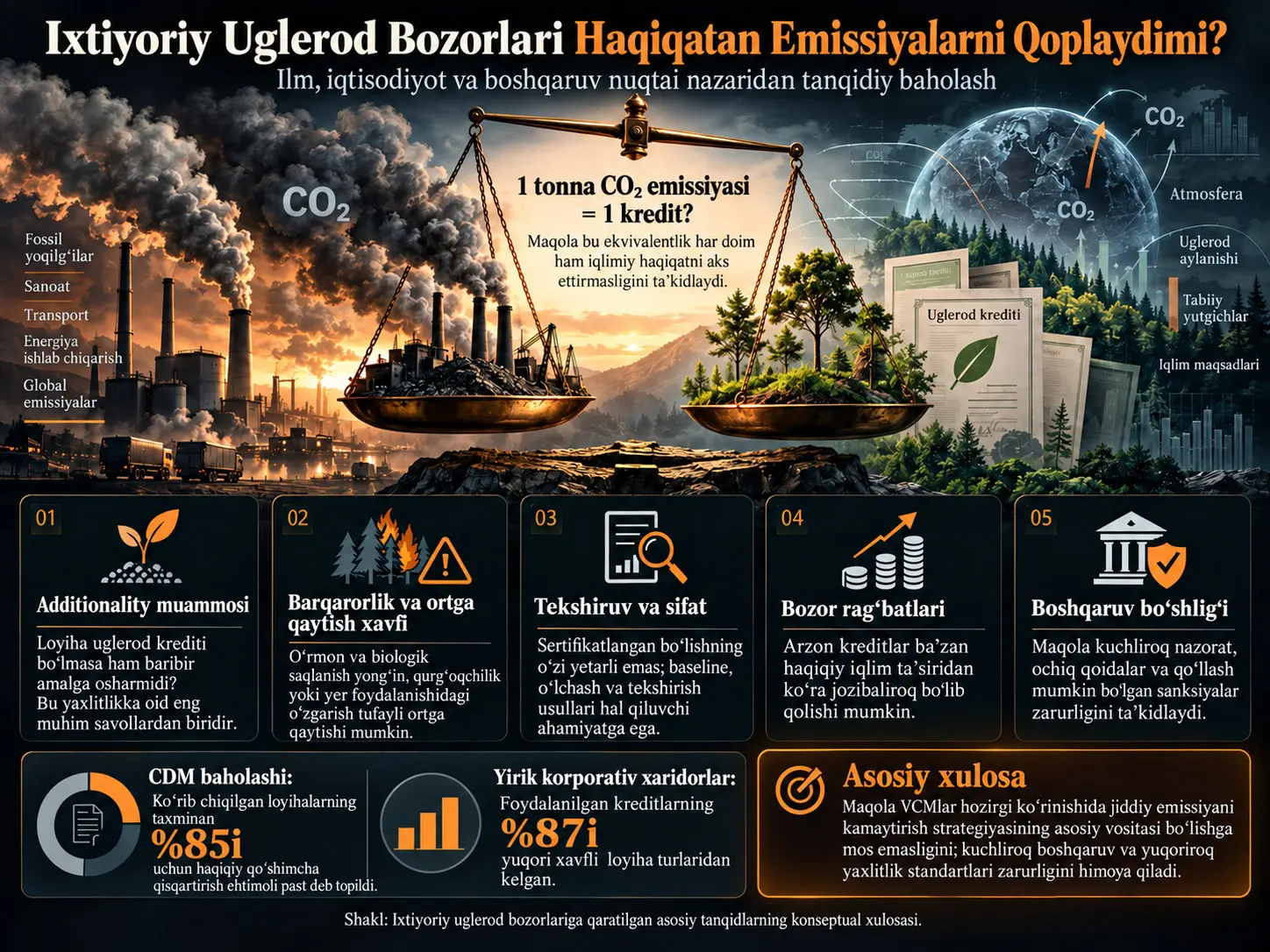 Ixtiyoriy Uglerod Bozorlari Haqiqatan Emissiyalarni Qoplaydimi? Ilm, Iqtisodiyot va Boshqaruv Nuqtai Nazaridan Tanqid
