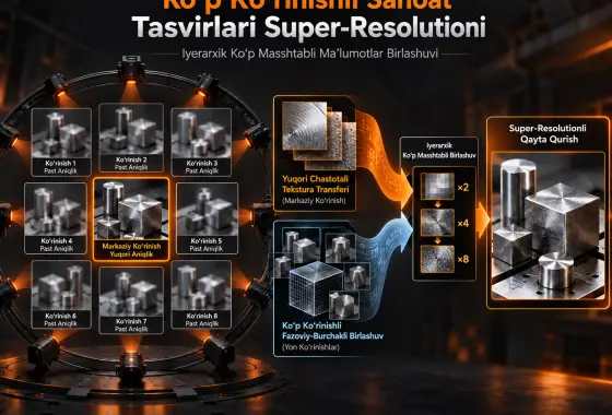 Iyerarxik Ko‘p Masshtabli Ma’lumotlar Birlashuvi orqali Ko‘p Ko‘rinishli Sanoat Tasvirlari Super-Resolutioni