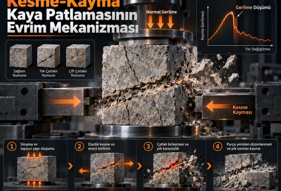 Kaya Patlamasına Eğilimli Sentetik Bir Malzeme Kullanılarak Kesme-Kayma Kaya Patlamasının Evrim Mekanizmasının Deneysel İncelenmesi