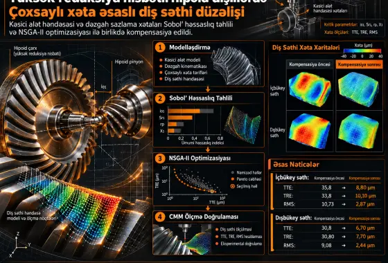Kəsici və Dəzgah Xətalarını Birlikdə Nəzərə Alan Yüksək Reduksiya Nisbətli Hipoid Dişlilərdə Çoxsaylı Xəta Əsaslı Diş Səthi Düzəlişi