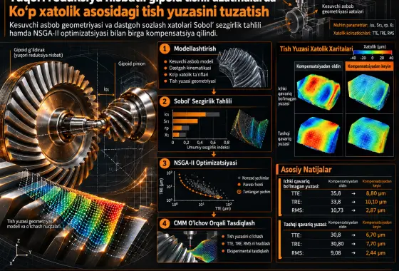 Kesuvchi va Dastgoh Xatolarini Birgalikda Hisobga Olgan Yuqori Reduksiya Nisbatli Gipoid Tishli Uzatmalarda Ko‘p Xatolik Asosidagi Tish Yuzasini Tuzatish
