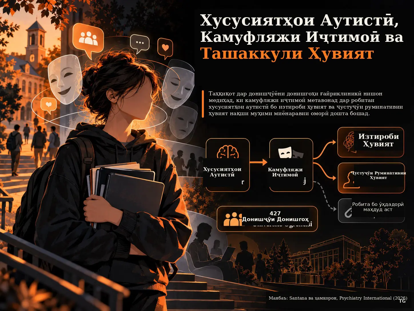 Хусусиятҳои Аутистӣ, Камуфляжи Иҷтимоӣ ва Ташаккули Ҳувият дар Популятсияи Донишҷӯёни Донишгоҳи Ғайриклиникӣ