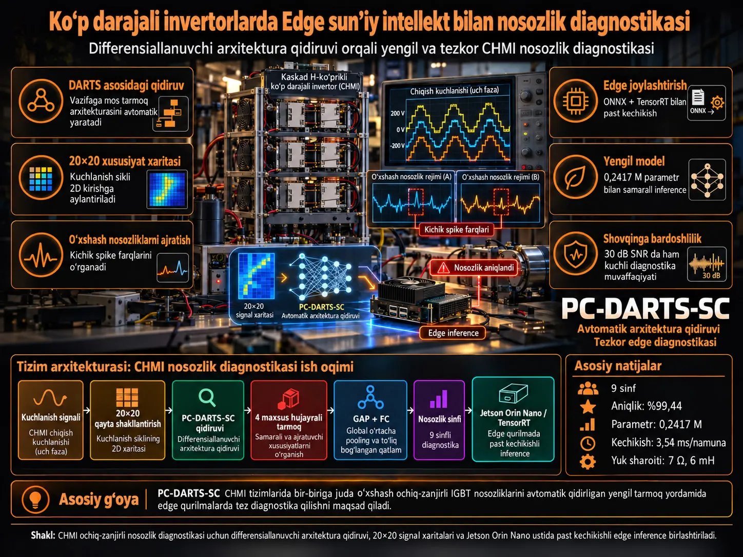 Ko‘p Darajali Invertorlarda Edge Sun’iy Intellekt bilan Nosozlik Diagnostikasi: Differensiallanuvchi Arxitektura Qidiruvi orqali 3,54 ms Diagnostika